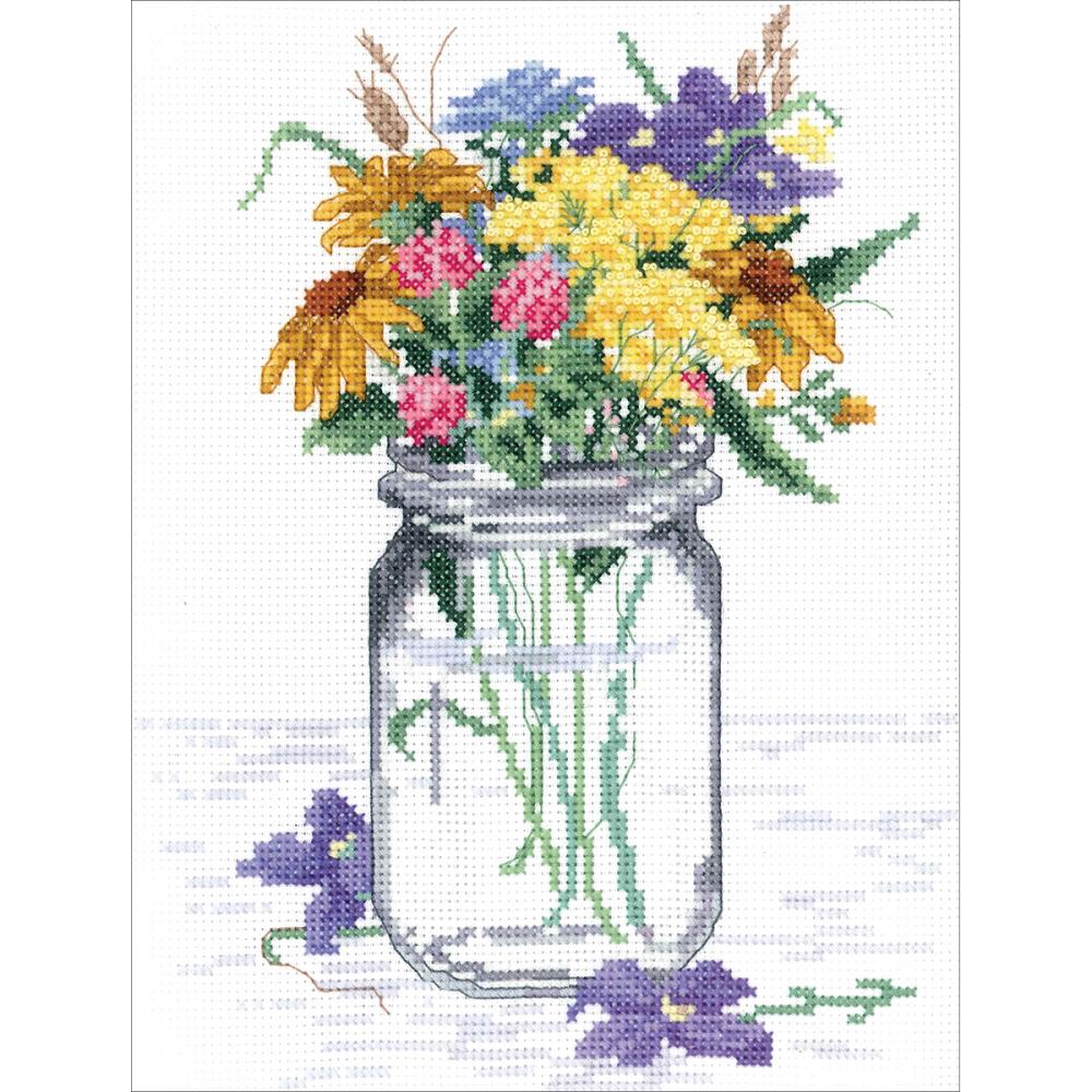 (image for) Wildflower Jar Counted Cross Stitch Kit